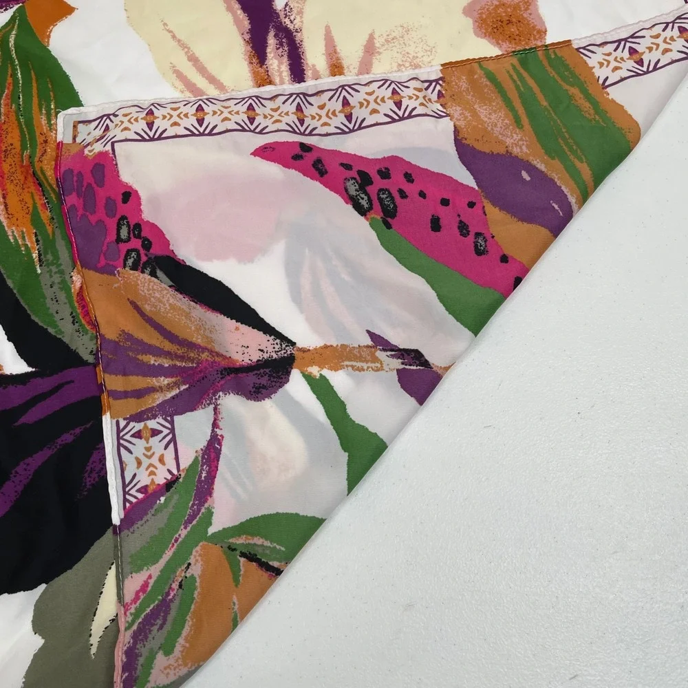 A New Day Women's Hair Purse Scarf Floral Square White Pink Green‎ Orange